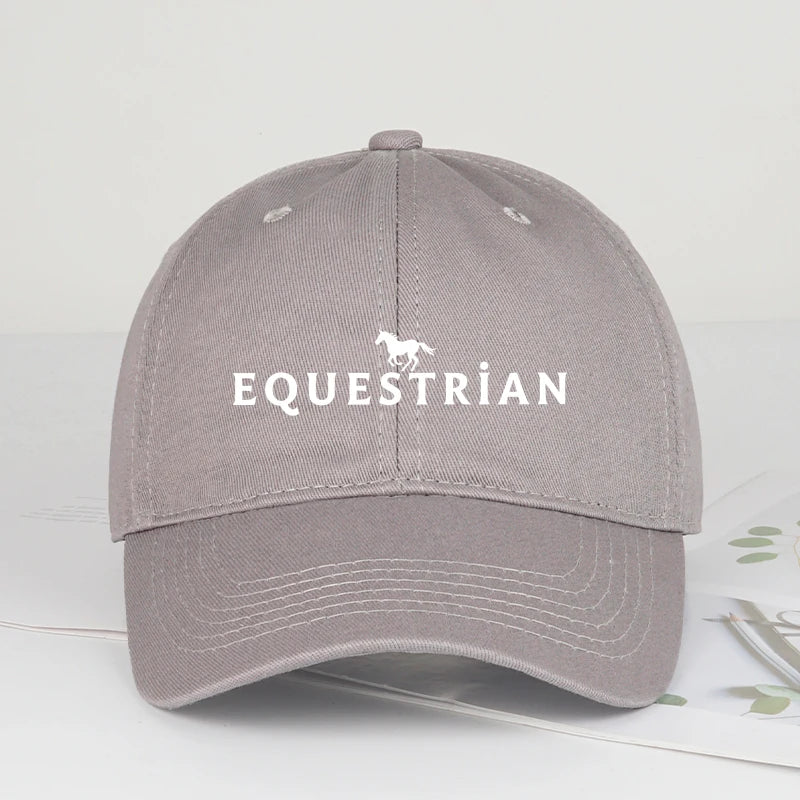 Equestrian Themed Horse Logo Print Soft Top Baseball Cap Soft Comfortable Breathable Adjustable Retro