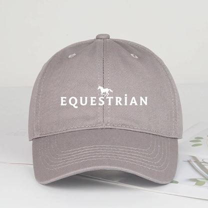 Equestrian Themed Horse Logo Print Soft Top Baseball Cap Soft Comfortable Breathable Adjustable Retro