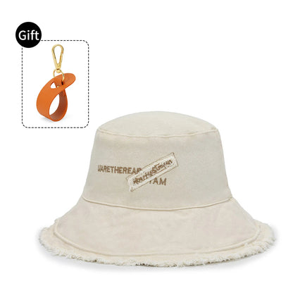 Fisherman Hat Women's Summer Sunscreen Denim Raw Edges Old Korean Version of the Trendy Face Bucket Hat