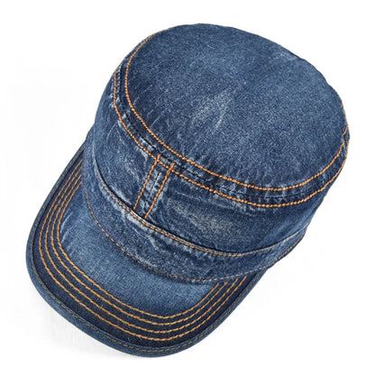 Denim Army Cap Men Washed Cotton Bucket Hat