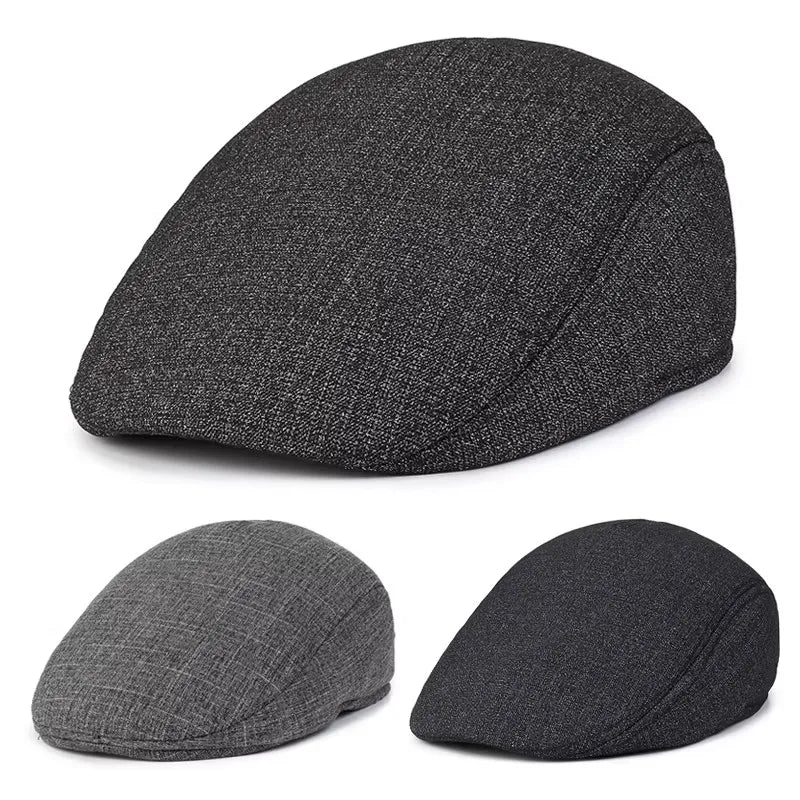 Vintage Plaid British Newsboy Beret Retro Male Woolen Beret Cap Classic Old Man