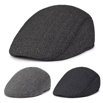 Vintage Plaid British Newsboy Beret Retro Male Woolen Beret Cap Classic Old Man