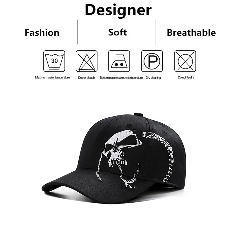Unisex Side Skull Pattern Embroidery Baseball Caps Spring and Autumn