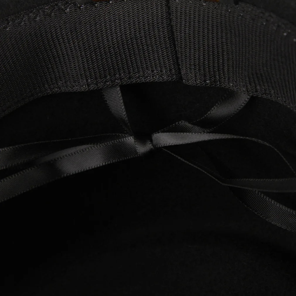 Wool Black Billycock Roll Brim Fedora Hat Women British Concave-Convex Top Hat