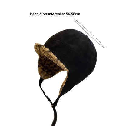 Retro Earmuffs Cap Double-Sided Wearable Leopard Print Ski Hats