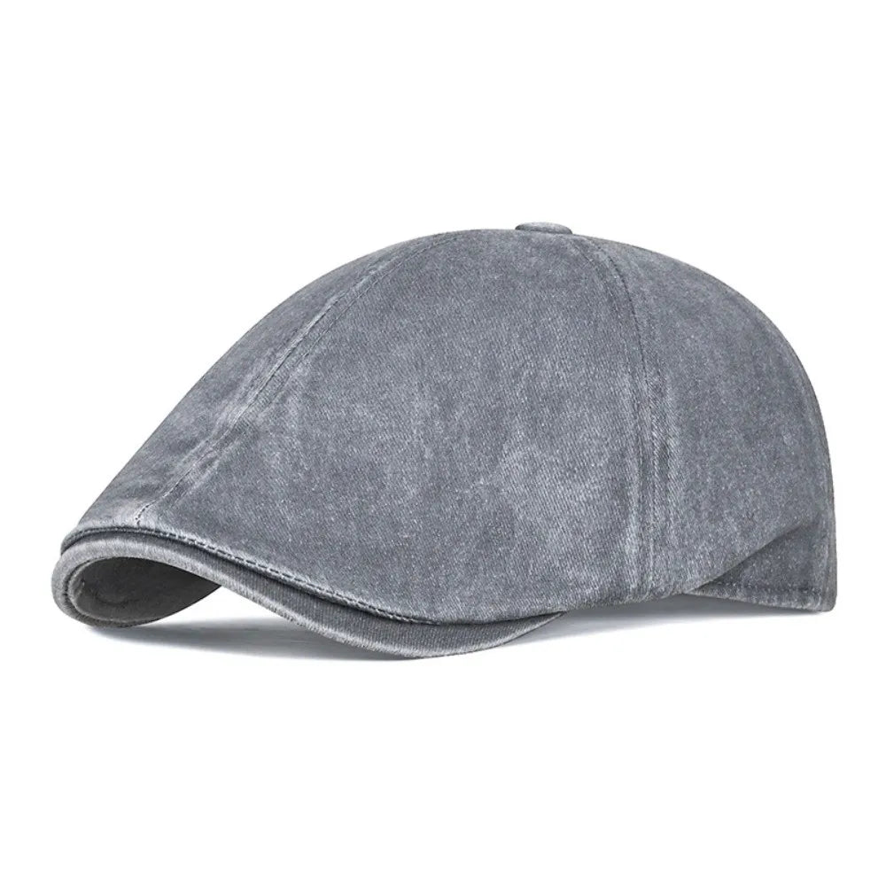 Side Letter Sticker Newsboy Cap Cotton Solid Color Duckbill Hats
