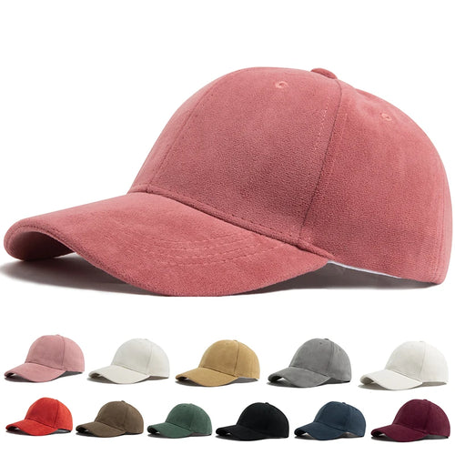 Women Suede Baseball Caps Autumn Winter Solid Fashion Men Hip Hop Cap