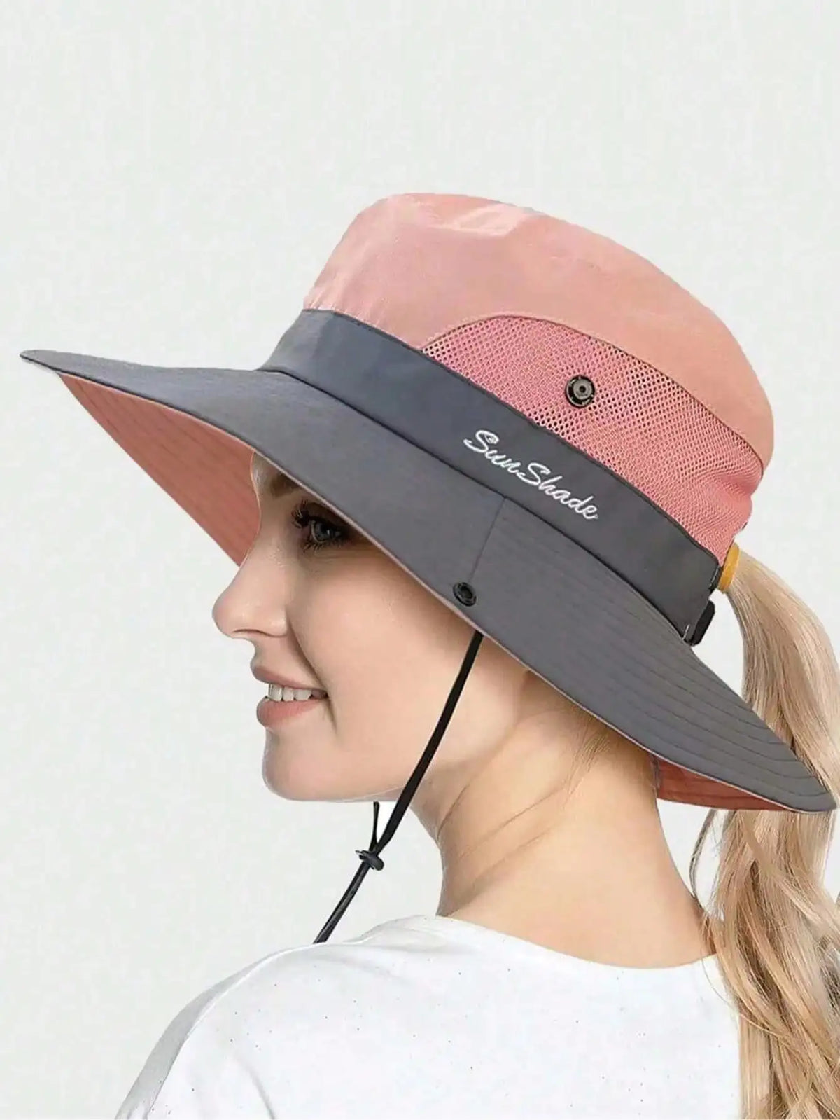 Women's Wide Brim Ponytail Sun Hat Sunshade Outdoor