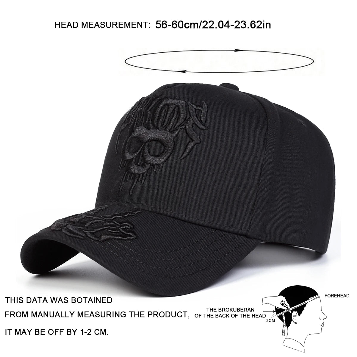 Unisex Skull Embroidery Baseball Caps Spring Autumn
