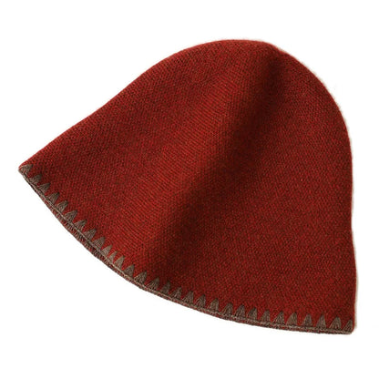 Contrast Stitch Cashmere Wool Bucket Hat