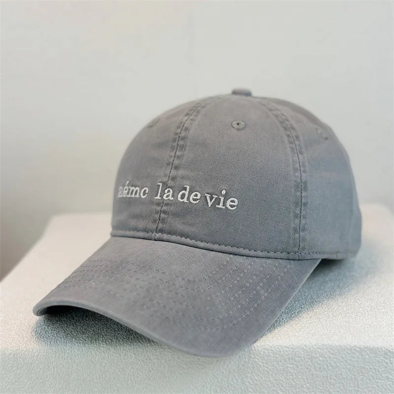 Korean Minimalist Letter Embroidery Soft Crown Baseball Cap