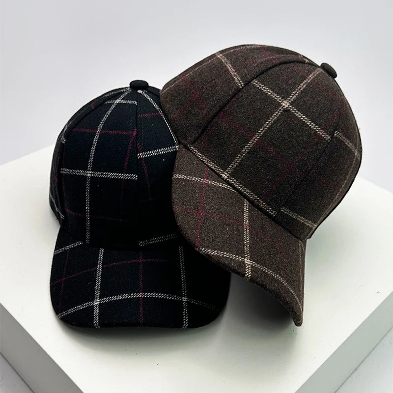 New Men Women Versatile Color Block Woolen Cloth Baseball Caps