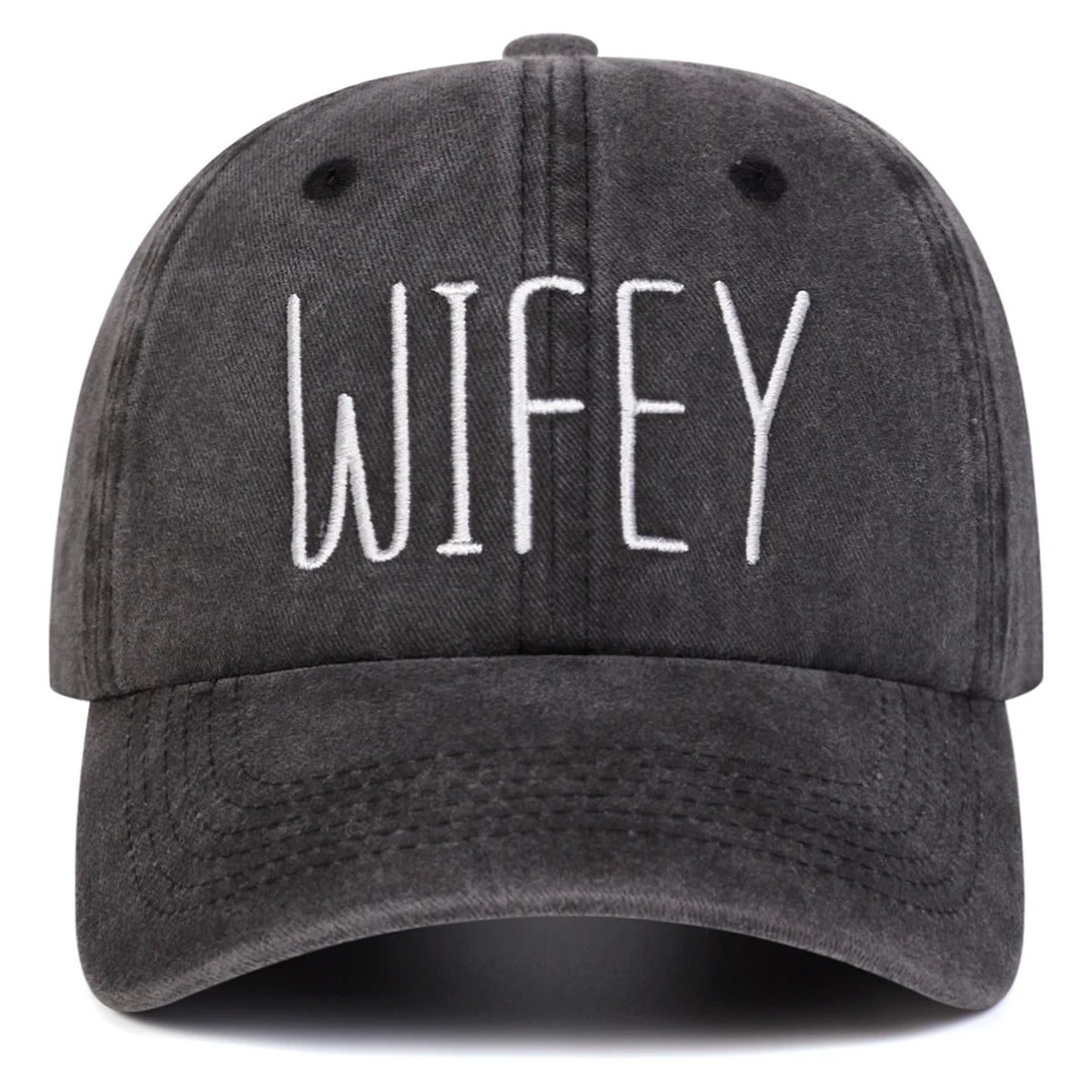Unisex Hubby Wifey Letter Embroidery Washed Baseball Cap Spring Autumn