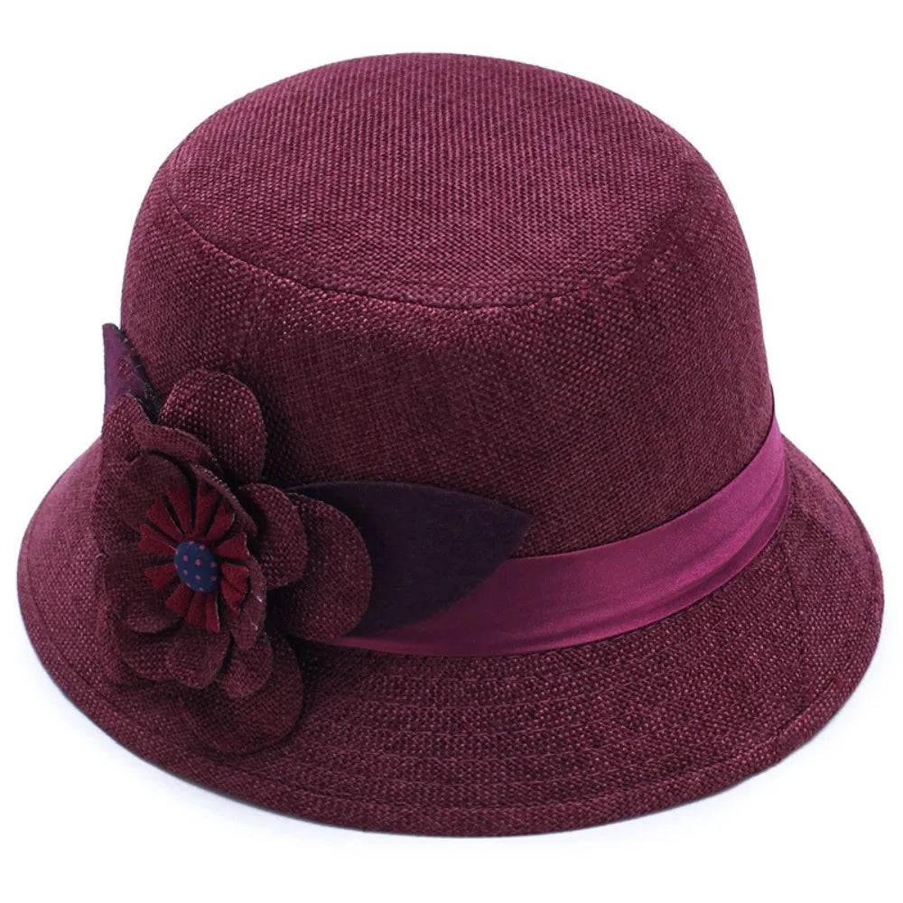 Vintage Linen Material Cloche Felt Hat Soft Felt Elegant European Bucket Hat