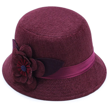 Vintage Linen Material Cloche Felt Hat Soft Felt Elegant European Bucket Hat