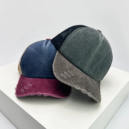 New Unisex Color Block Broken Style Baseball Hats