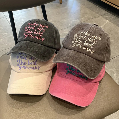 Pink Letter Baseball Cap For Men Women