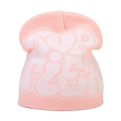 Y2K Letter Knitted Winter Autumn Beanie Cap Men Women