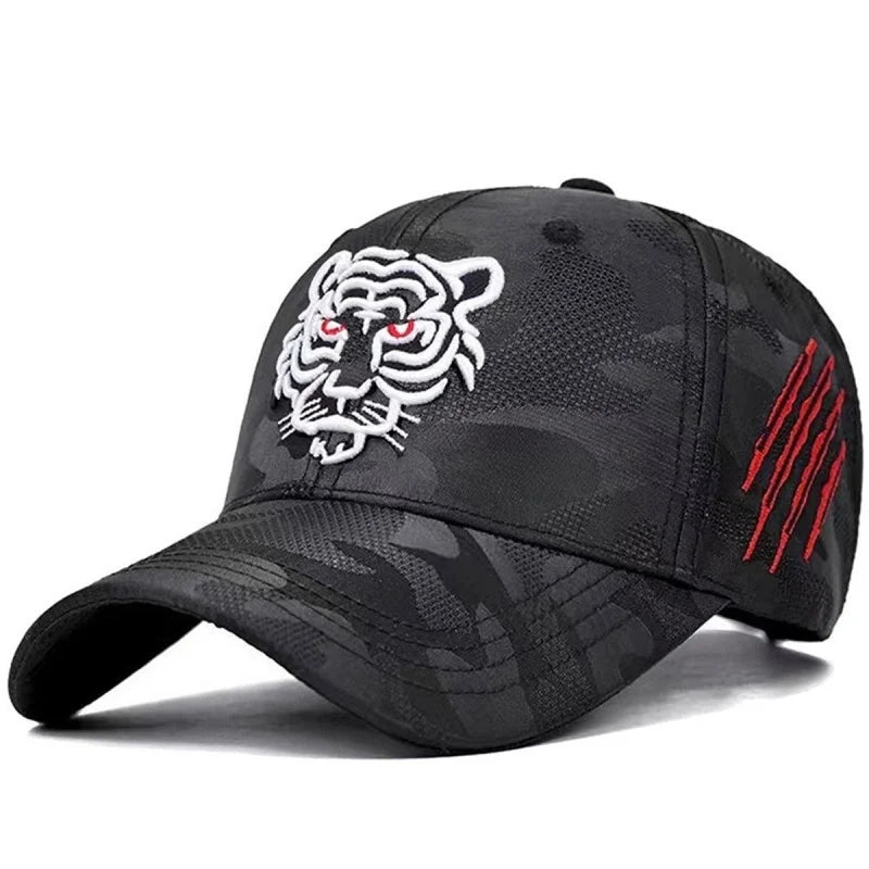 New Cotton Black Tiger Embroidery Baseball Cap Hip Hop Hat Summer Leisure Trucker Caps Unisex Snapback Hats