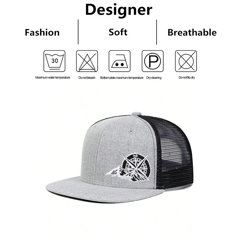 Unisex Compass Mountain Embroidery Hip-Hop Hats