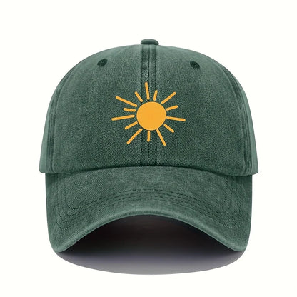 Golden Sun Print Baseball cCap Retro Lightweight Washed Cap for Both Men and Women