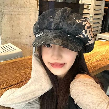 American Punk Style Rivet Star Design Octagonal Hats