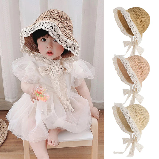 Summer Baby Sun Hat Lace Straw Kids Bucket Hats