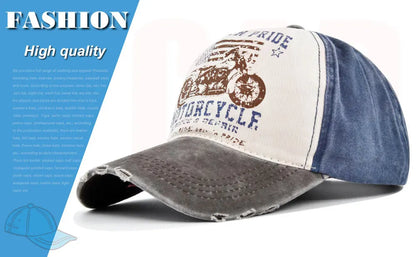 Vintage Washed Baseball Cap American Flag Motorcycle Print Distressed Dad Hat Outdoor Sun Cap Unisex