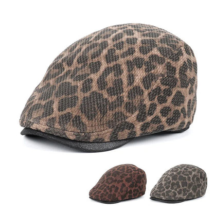 Spring Beret Cap Female 2026 Warm Autumn Vintage Leopard Print Women's Hat