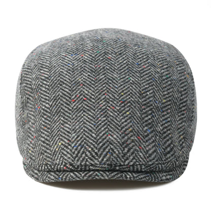 Men's Herringbone Flat Ivy Newsboy Hat Wool Blend Gatsby Cabbie Cap