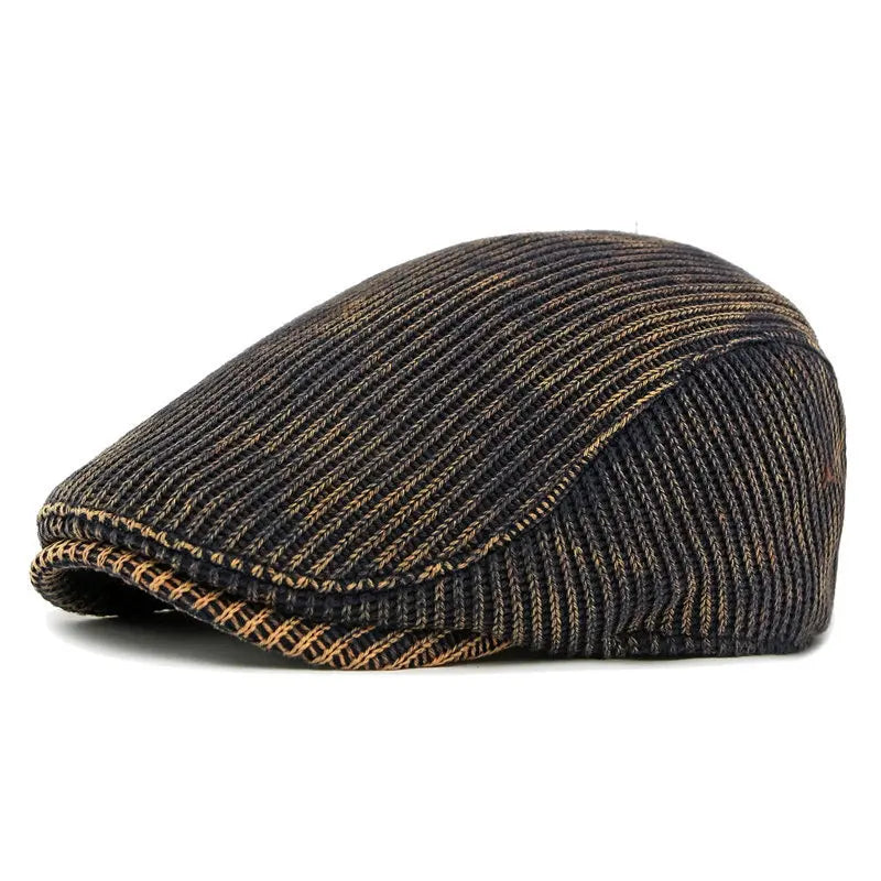 Autumn Winter Polyester Print Warm Newsboy Caps Men Flat Cap