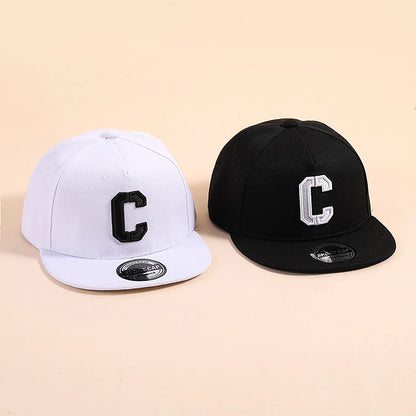 Kids Snapback Cap Embroidered Letter Flat Brim Baseball Hat For Children Boy Girl Solid Color Summer Sun Hats