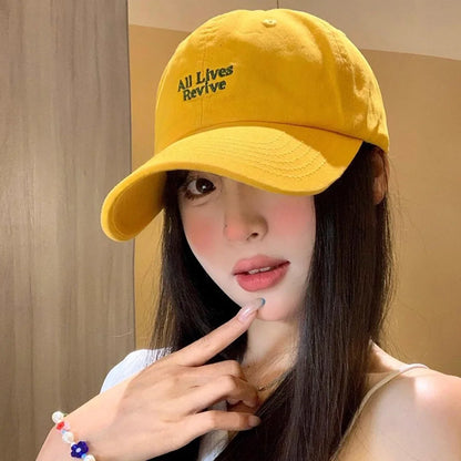 Solid Color Letter Baseball Hat For Women Embroidery Adjustable Sun Hat Girl Outdoor Causal Duck Cap