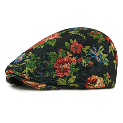 Four Seasons Polyester Print Newsboy Caps Girl Flat Cap