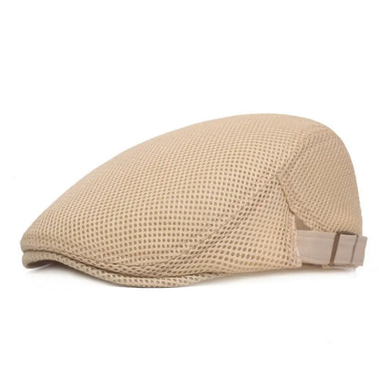 Summer Mesh Newsboy Style Peaked Cap Golf Hat Breathable Beret Hat