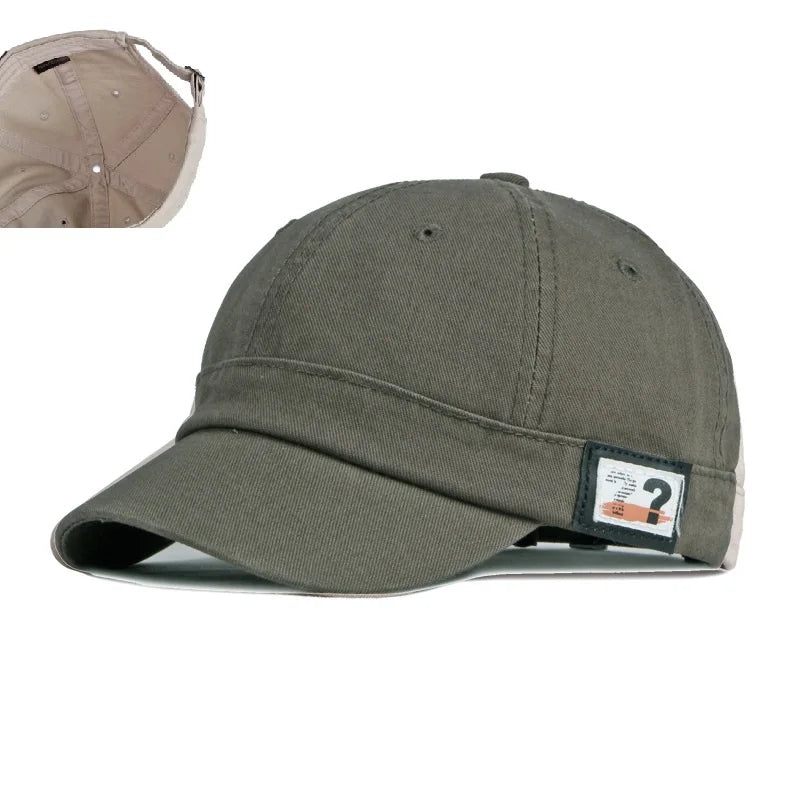 Men's Short Brim Baseball Cap Casual Solid Corduroy Soft Top Cap