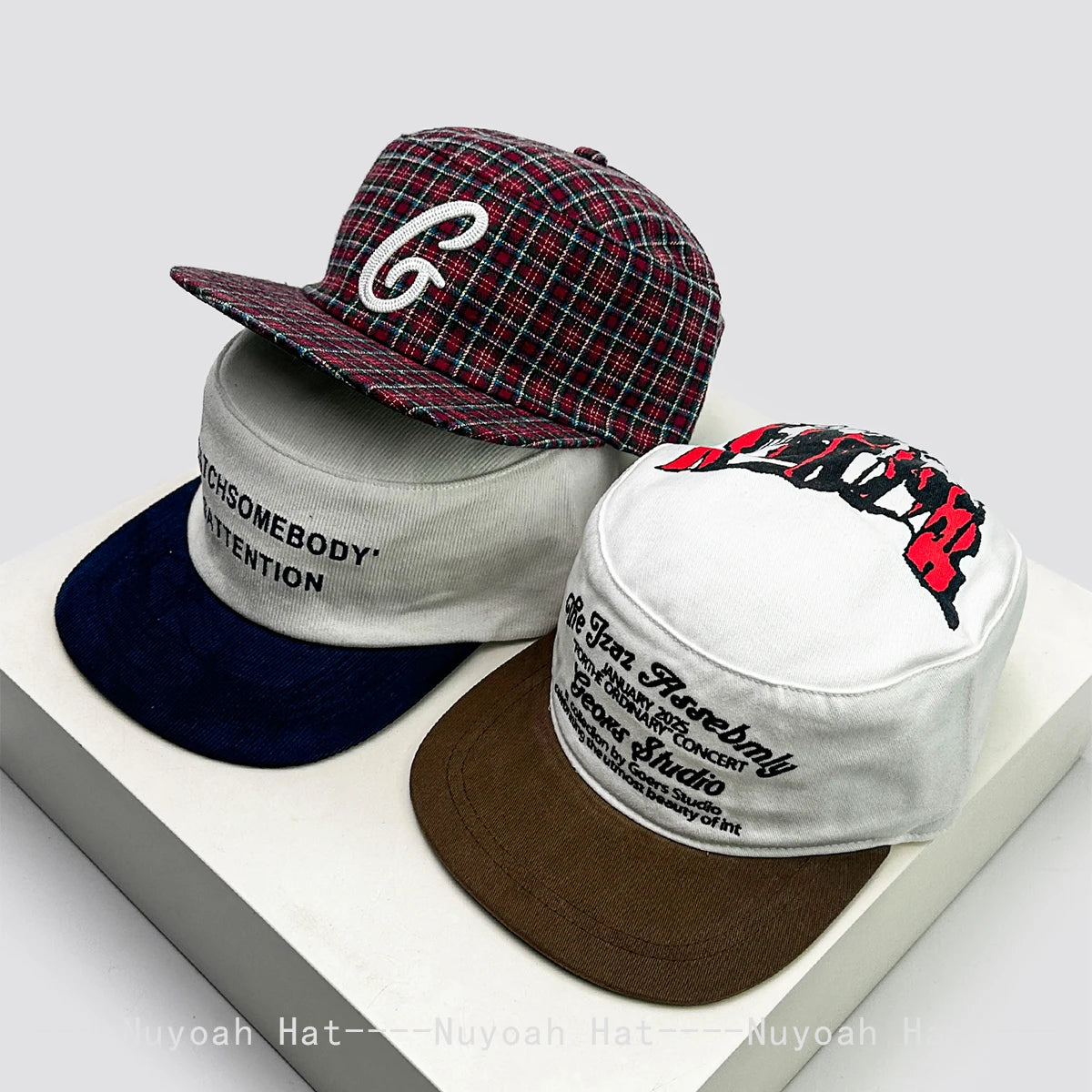 New Men Women Color Block Letter Embroidery Plaid Baseball Hats