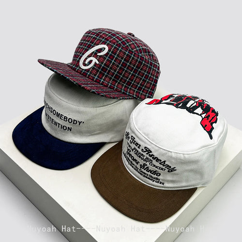 New Men Women Color Block Letter Embroidery Plaid Baseball Hats
