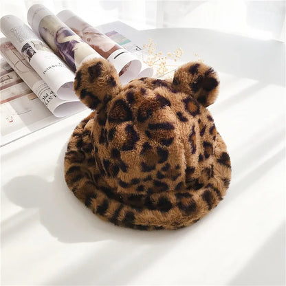 Children Hat 2026 Autumn And Winter New Rabbit Fur Leopard Print Children's Hat