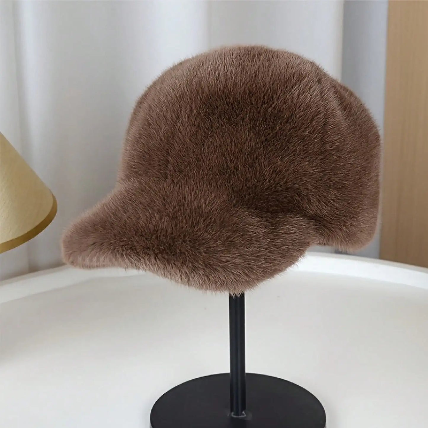 Women's Plush Faux Fur Baseball Cap
