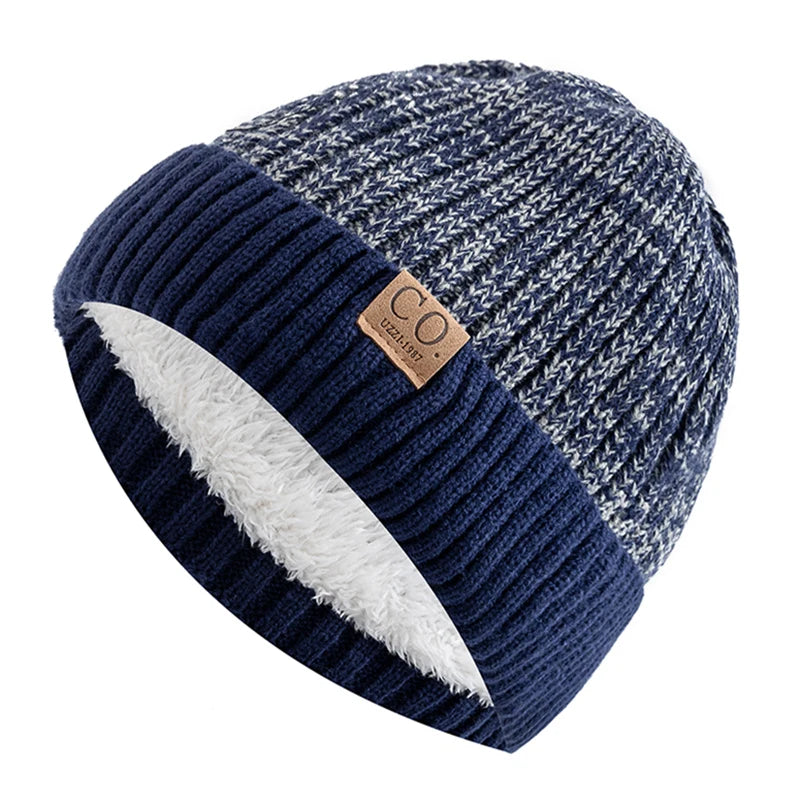 New Unisex Two-Tone Winter Hats Add Fur Lined Men And Women