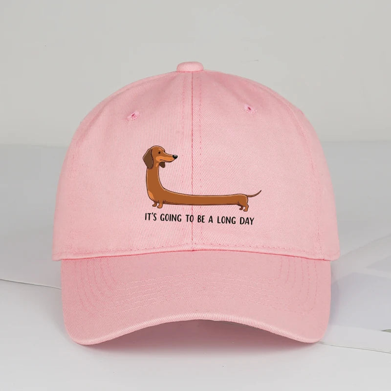 Fun Dachshund “Long Day” Printed Baseball Cap