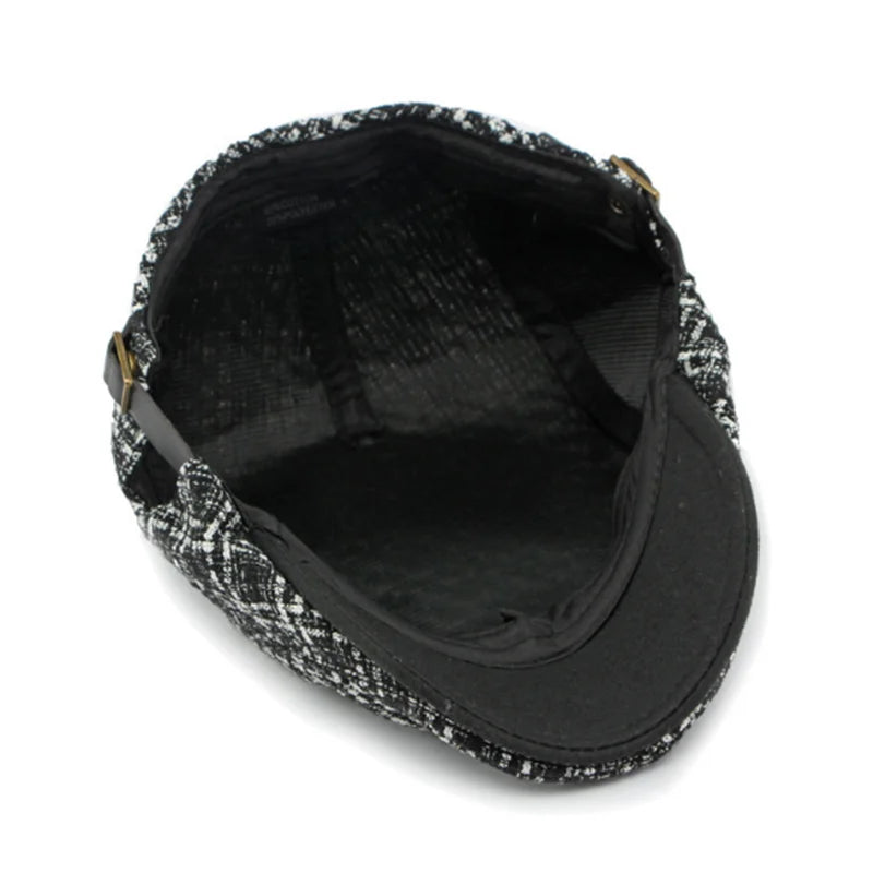 Autumn New Knit Plaid Baker Boy Cap Vintage British Retro Flat Ivy Beret
