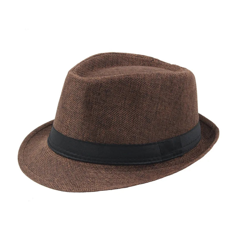 Trendy Wide Brim Men Straw Hat Women Summer Solid Color Fedoras Jazz Sun Cap