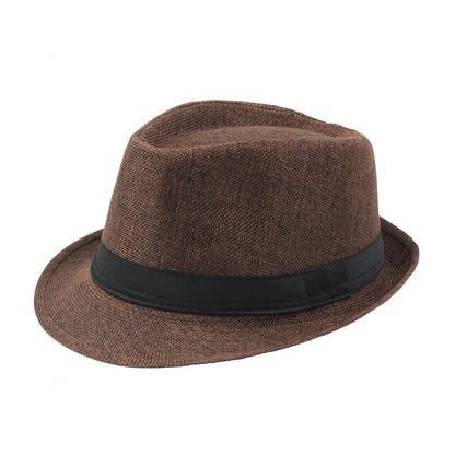Trendy Wide Brim Men Straw Hat Women Summer Solid Color Fedoras Jazz Sun Cap