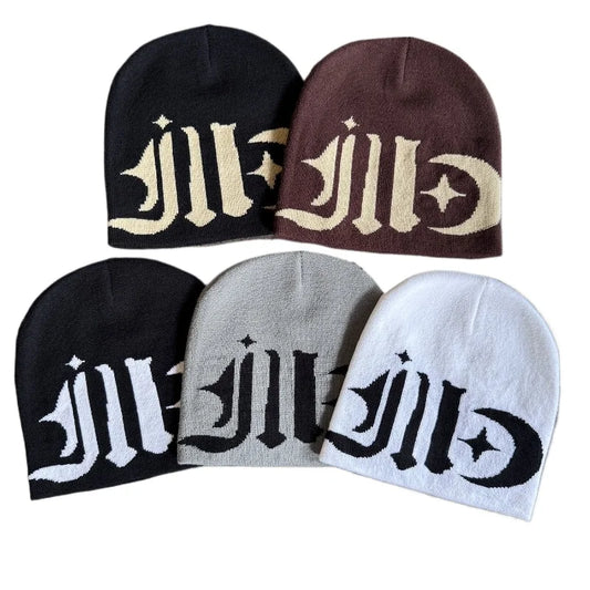 Fashion Jacquard Skull Cap Trendy Letter Knit Beanies