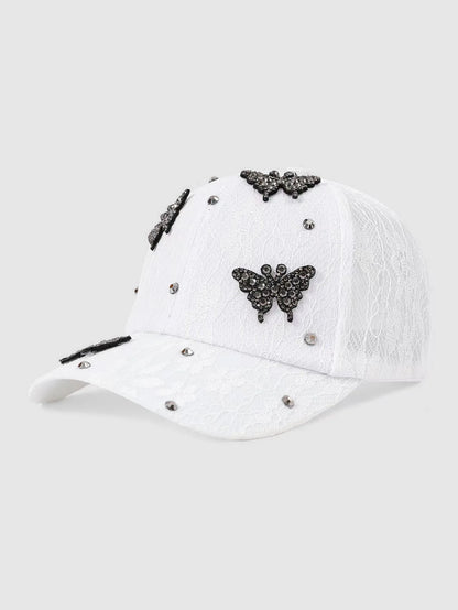 Lace Rhinestone Baseball Cap Versatile Duckbill Cap