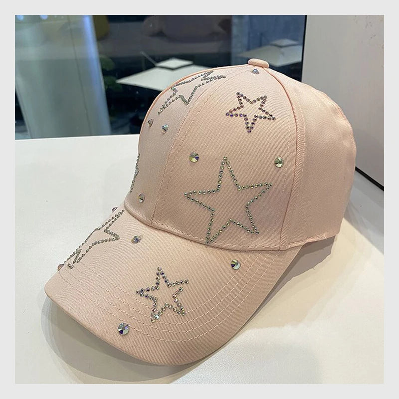 Women's Baseball Cap Five Pointed Star Inlaid Diamond Sun Hat
