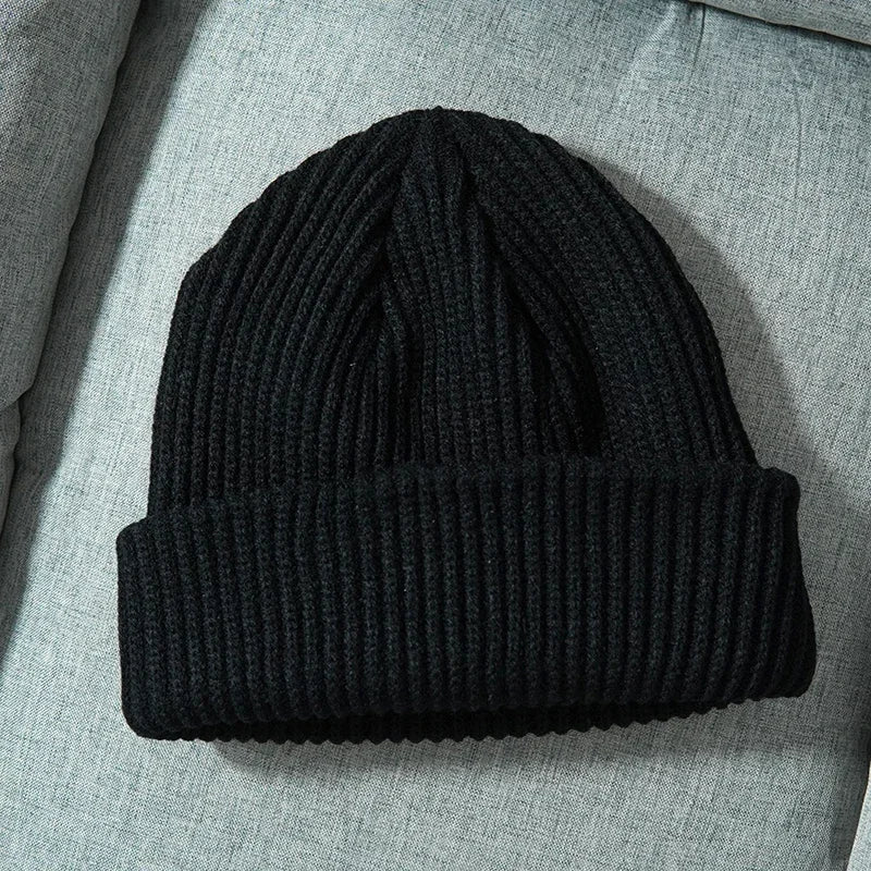 Unisex Solid Color Warm Knitted Beanies For Women Men Winter Autumn