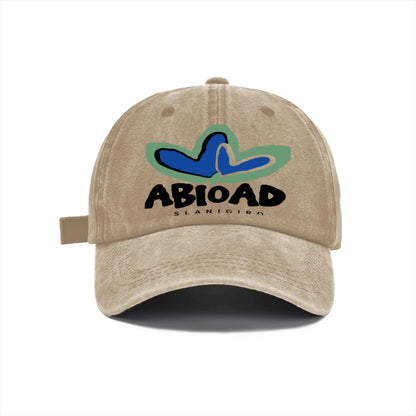 Vintage Washed Baseball Cap Unisex Distressed Abstract Graphic Embroidered Adjustable Hat